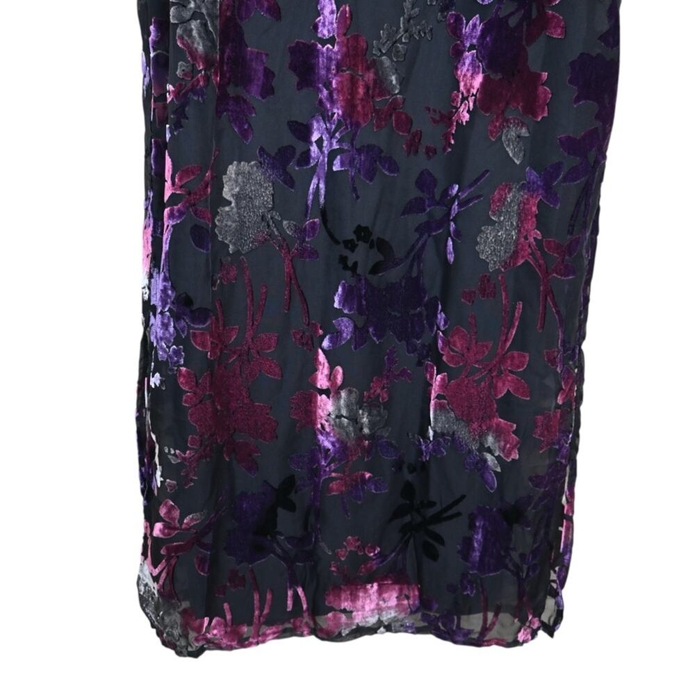 Taylor Womens 8 Black Floral Velvet Fully Lined Midi Dress NEW - Picture 7 of 12